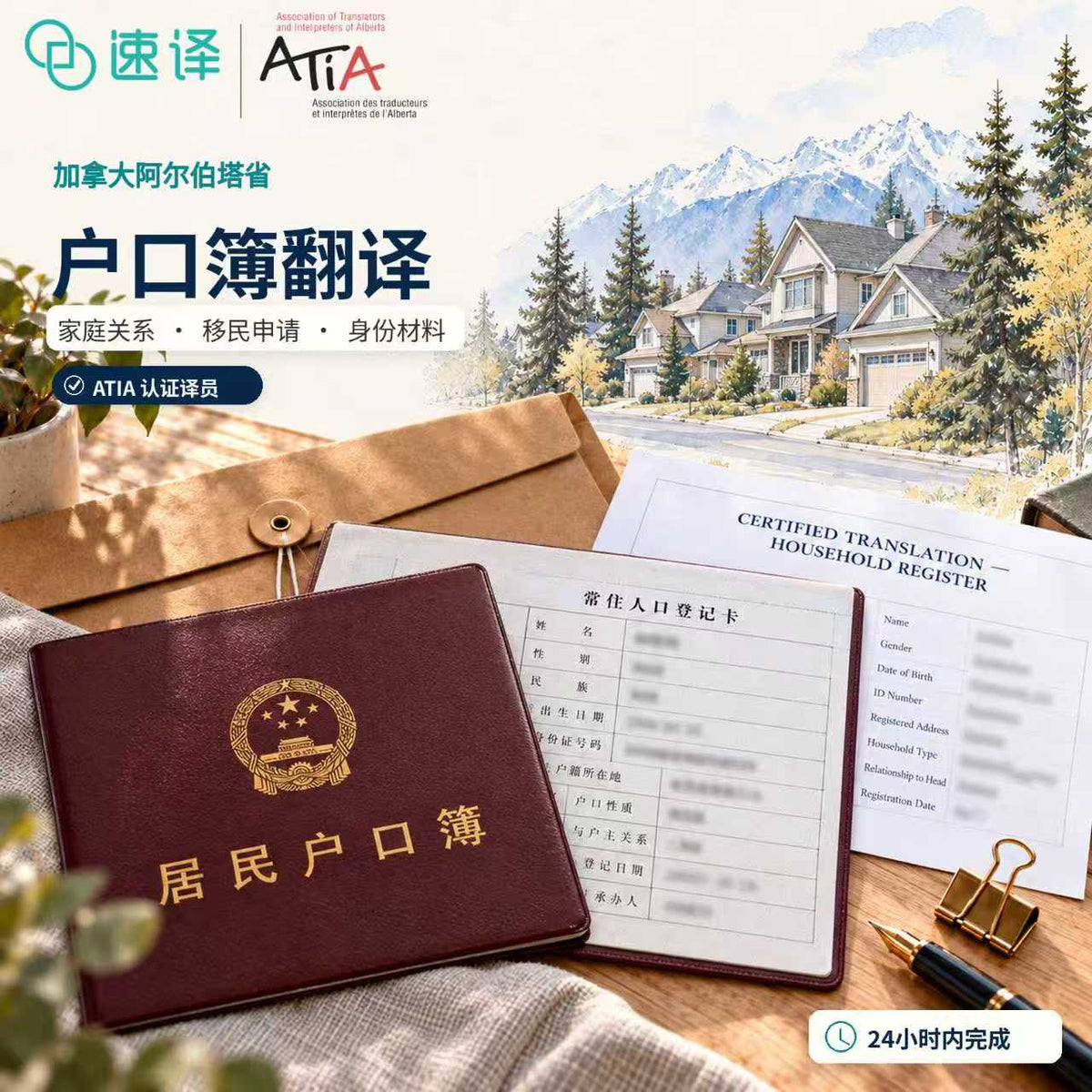 户口本阿省ATIA翻译服务