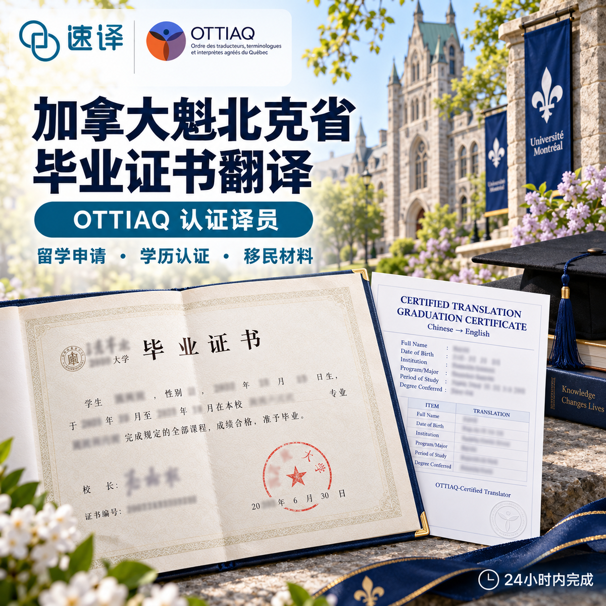 加拿大魁北克省OTTIAQ译员毕业证翻译