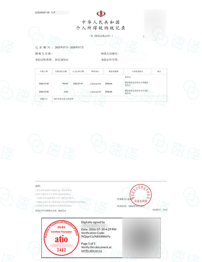 Translation of ATIO Tax Income Records in Ontario, Canada
