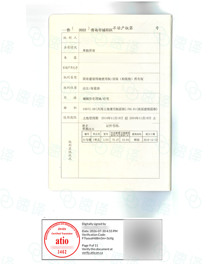 加拿大安省 ATIO 房产证、不动产权证（整本）